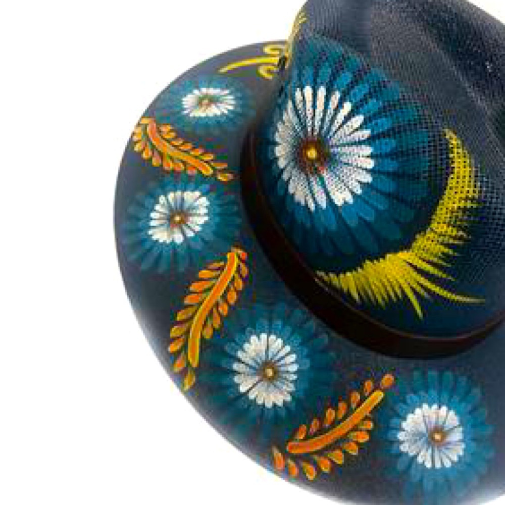 HAND PAINTED BLUE CHIC SUN HAT